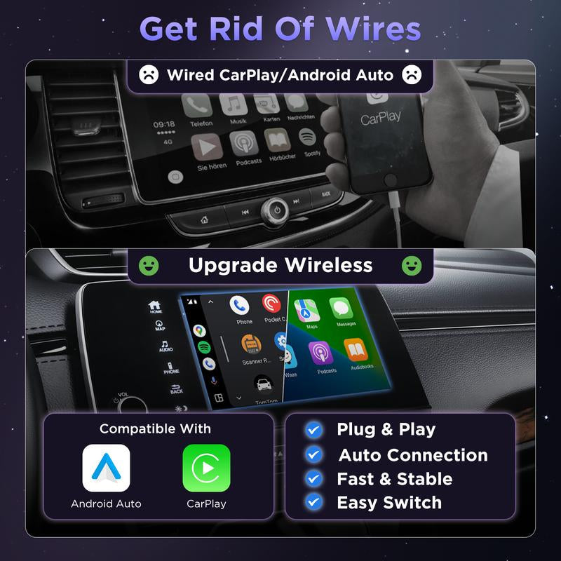 MSXTTLY 2026 Wireless Carplay Adapter for Iphone & Android | Car Electronics, Car Interior Accessories & Electronic Charger Dongle for 2017+ Car Models with OEM Wired Carplay & Android Auto